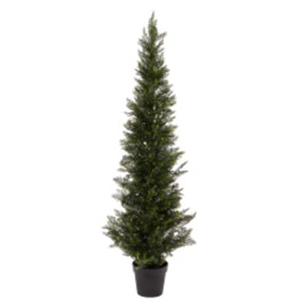 Perfectpillows 5 ft. Tall Artificial Cedar Topiary Trees Potted Indoor/Outdoor UV Protection Plastic Tree in Pot PE2064007
